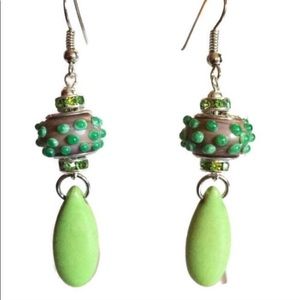 Green Turquoise Handcrafted Drop Dangle Earrings